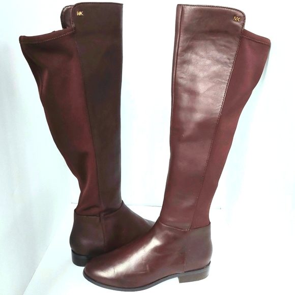 NWOB MICHAEL Michael Kors Bromley Leather Over Knee Riding Boots Sz6.5 Burgandy - Picture 3 of 8